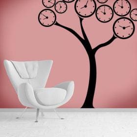 Vinilo Decorativo &Aacute;rbol Relojes