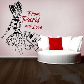 Vinilos Decorativos Mujer Par&iacute;s Ilustraci&oacute;n Mano Alzada