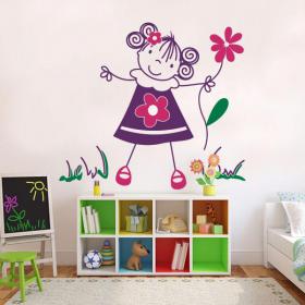 Vinilos Decorativos Infantiles Ni&ntilde;a con Flores