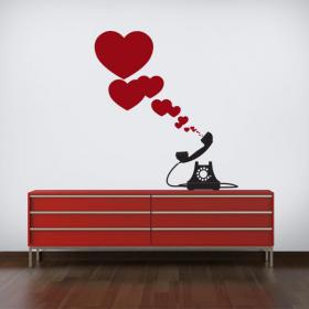 Vinilos Decorativos Rom&aacute;nticos Tel&eacute;fono Corazones
