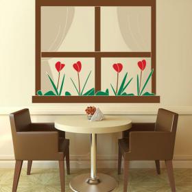 Vinilos Decorativos Ventana Con Flores