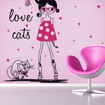 Vinilos Silueta Mujer Love Cats
