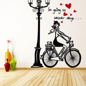 Vinilos Decorativos Mujer Romántica Bicicleta