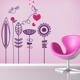 Vinilos Decorativos Flores y Pajaritos Románticos