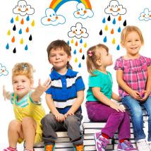 Vinilos Infantiles Nubes y Lluvia de Colores