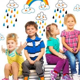 Vinilos Infantiles Nubes y Lluvia de Colores