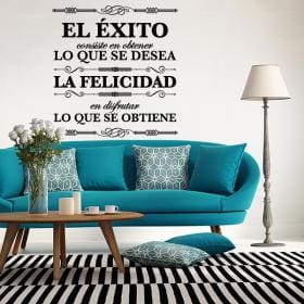 Vinilos Decorativos Citas El &Eacute;xito y La Felicidad