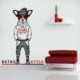 Vinilos Decorativos Beware Hipster Dog