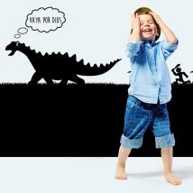 Vinilo Decorativo Infantil Cazando Al Dinosaurio