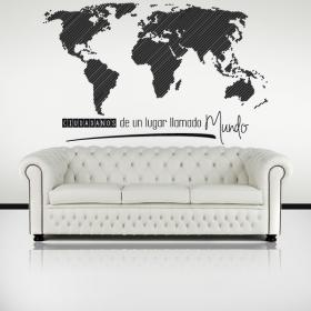 Vinilo Mapamundi Ciudadanos De Un Lugar Llamado Mundo