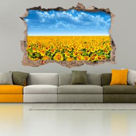 Vinilos 3D Hueco Pared Girasoles