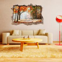 Vinilos 3D Agujero Pared Árboles