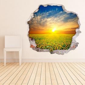 Vinilos 3D Girasoles En El Campo