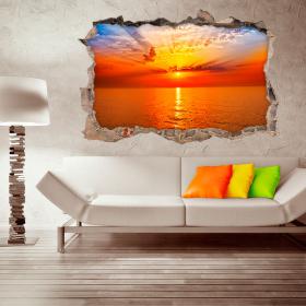 Vinilo 3D Pared Puesta De Sol