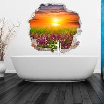 Vinilo 3D Puesta De Sol En El Campo