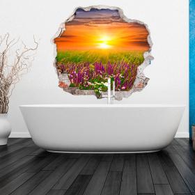 Vinilo 3D Puesta De Sol En El Campo