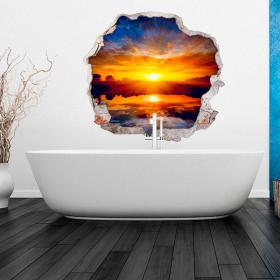 Vinilo 3D Rayos De Sol En El Mar