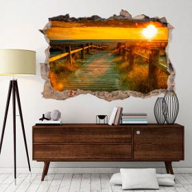 Vinilo 3D Pared Puesta De Sol