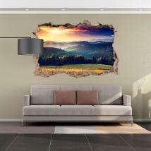 Vinilos 3D Puesta De Sol En Las Montañas