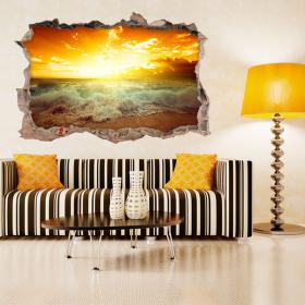 Vinilos 3D Rayos De Sol En La Playa