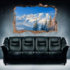 Vinilo 3D Montañas Nevadas