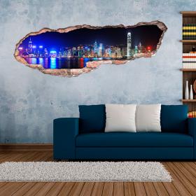 Vinilo 3D Ciudad De Hong Kong