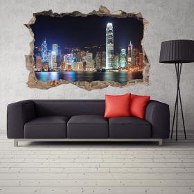 Vinilo 3D Hong Kong Ciudad