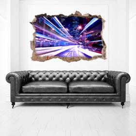 Vinilos 3D Pared Luces De Ciudad