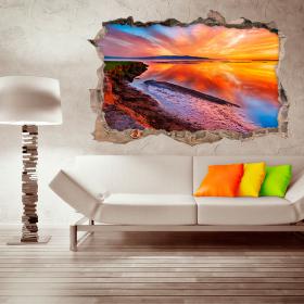 Vinilo 3D Laguna Atardecer
