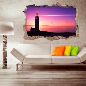 Vinilos 3D Faro En La Playa