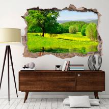 Vinilo 3D Árbol En El Lago
