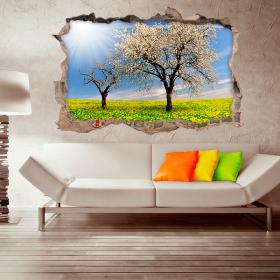 Vinilos 3D &Aacute;rboles Y Flores Amarillas