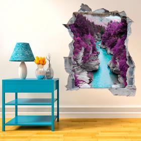 Vinilos 3D Río En La Montaña