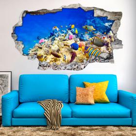 Vinilos 3D Peces De Colores En El Mar