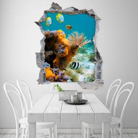 Vinilos 3D Peces Y Corales Del Mar