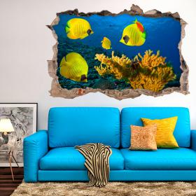 Vinilos 3D Corales Y Peces Del Mar