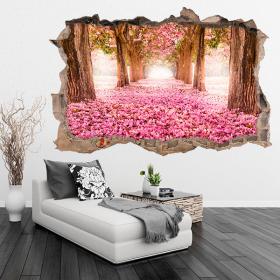 Vinilo 3D Camino De Flores