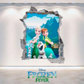 Vinilos Disney Anna y Elsa Frozen Agujero Pared 3D