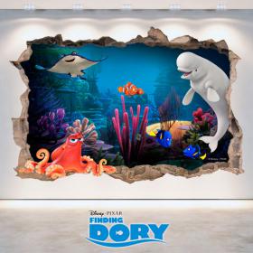 Vinilos Disney Finding Dory Agujero Pared 3D