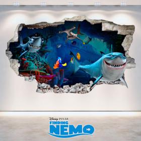 Vinilos Disney Buscando A Nemo 3D Agujero Pared