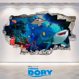 Vinilos Disney Buscando A Dory 3D Agujero Pared