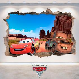 Vinilos 3D Disney Cars Agujero Pared