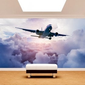 Fotomural Avión Entre Las Nubes