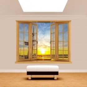 Ventanas 3D Gdinia Polonia Al Atardecer