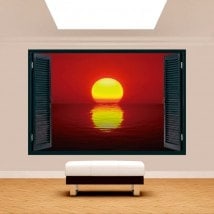 Ventanas 3D Sol Atardecer Mar