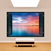 Ventana 3D Atardecer Sol En La Costa