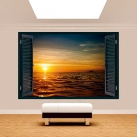 Ventanas 3D Puesta De Sol Mar