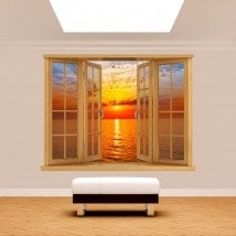 Ventanas 3D Atardecer Sol Mar