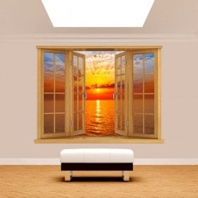 Ventanas 3D Atardecer Sol Mar