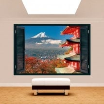 Ventana 3D Paredes Monte Fuji